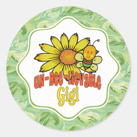 Ongelooflijk Gigi Sunflower en Bijen Bijen Ronde Sticker (Voorkant)