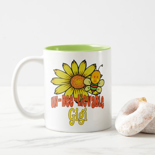 Ongelooflijk Gigi Sunflower en Bijen Bijen Tweekleurige Koffiemok (Met donut)