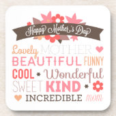 Ongelooflijk mam Happy Moederdag | ONDERZETTER (Voorkant)