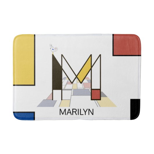 Ongelooflijk neoplasticisme Art Monogram. Brief M Badmat (Voorkant)