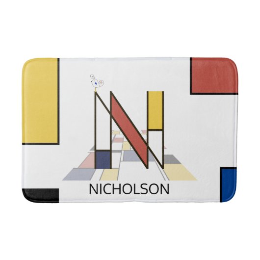 Ongelooflijk neoplasticisme Art Monogram. Brief N Badmat (Voorkant)