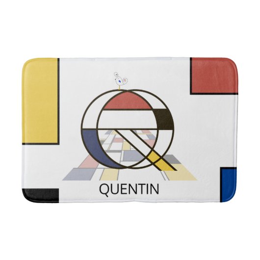 Ongelooflijk neoplasticisme Art Monogram. Brief Q Badmat (Voorkant)