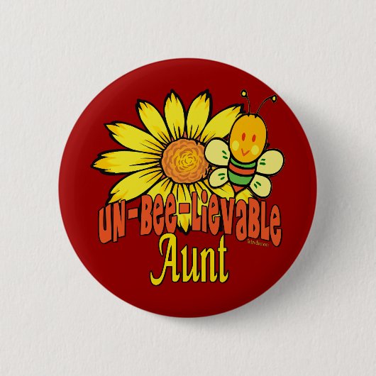 Ongelooflijk tante Sunflower en bijen Ronde Button 5,7 Cm (Voorkant)