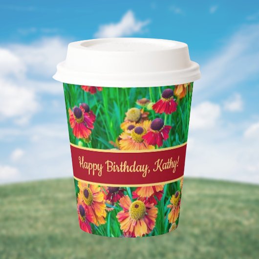 Ongelooflijk vrolijk rood en geel helenium papieren bekers