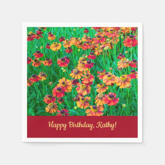 Ongelooflijk vrolijk rood en geel helenium servet (Voorkant)