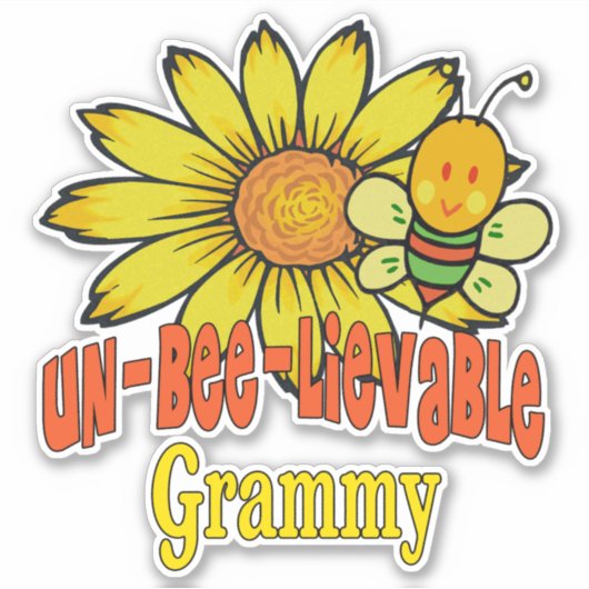 Ongelooflijke Grammy-zonnebloemen en -bijen Sticker (Voorkant)