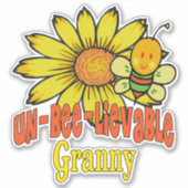 Ongelooflijke Granny Sunbloes en bijen Sticker (Voorkant)