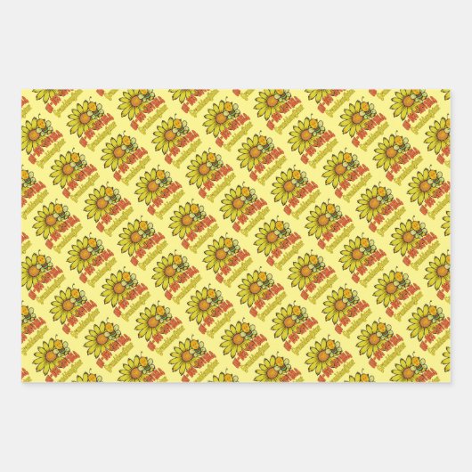 Ongelooflijke kleindochter Zonnebloemen en bijen Inpakpapier Vel (Voorkant 3)