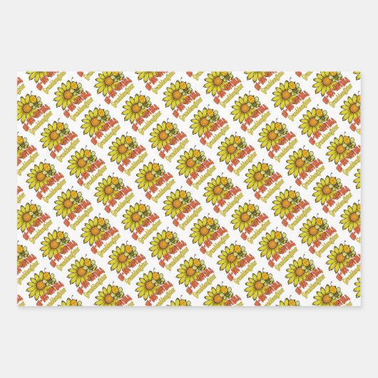 Ongelooflijke kleindochter Zonnebloemen en bijen Inpakpapier Vel (Voorkant)