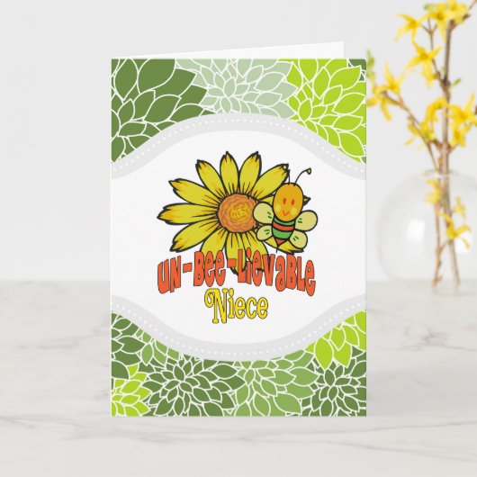 Ongelooflijke Niece Zonnebloemen en Bijen Kaart (Gele Bloem)