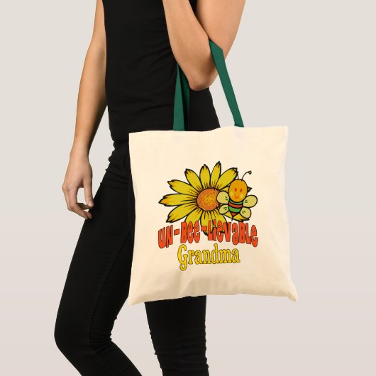 Ongelooflijke oma-zonnebloemen en -bijen tote bag (Voorkant (product))
