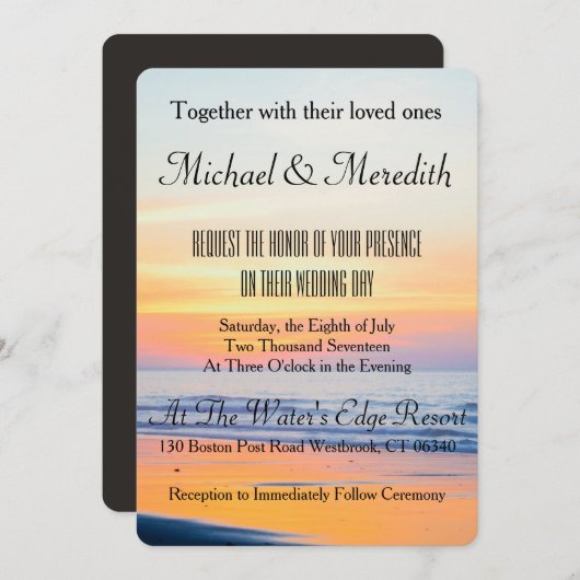Ongelooflijke Sunset Beach bruiloft uitnodiging (Voorkant / Achterkant)