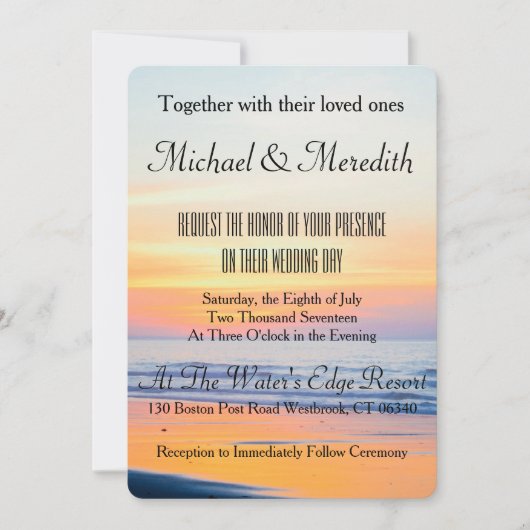 Ongelooflijke Sunset Beach bruiloft uitnodiging (Voorkant)