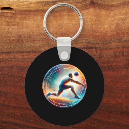 Ongelooflijke Volleybal Bespaar – Atleet in Actie Sleutelhanger (Voorkant)