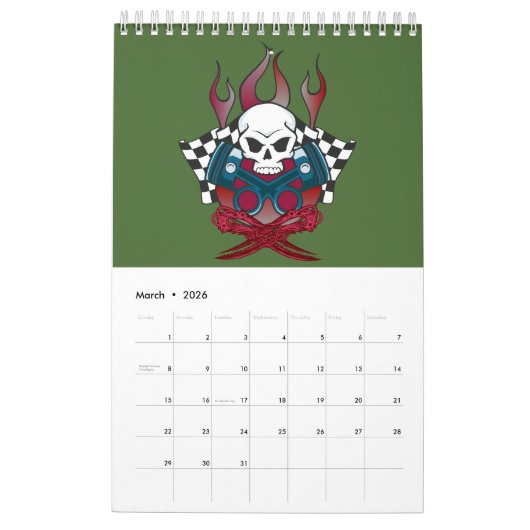 Ongelooflijke Zombie Apocalypse Geweldige schedel Kalender (Mar 2026)