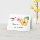 Ongeluk denken van je bloemen en kolibrie kaart (Gele Bloem)