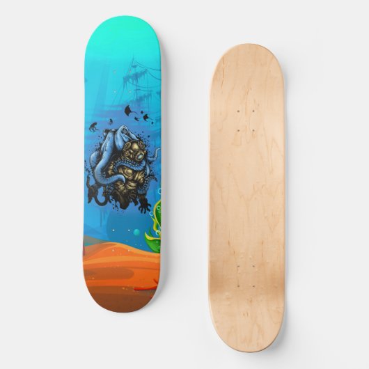 Ongelukkig diep Zee Octopus Diver Ocean Life Persoonlijk Skateboard (Voorkant)