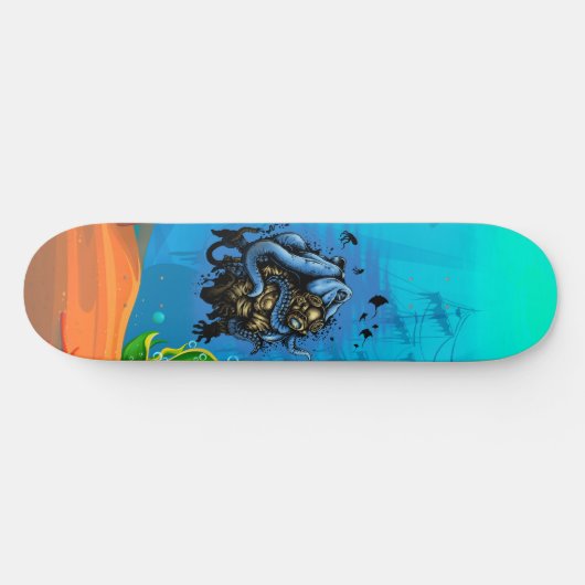Ongelukkig diep Zee Octopus Diver Ocean Life Persoonlijk Skateboard (Horizontaal)