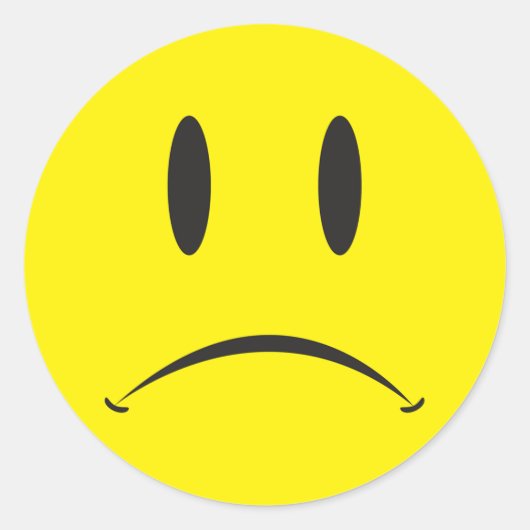 ongelukkig gezicht ronde sticker (Voorkant)