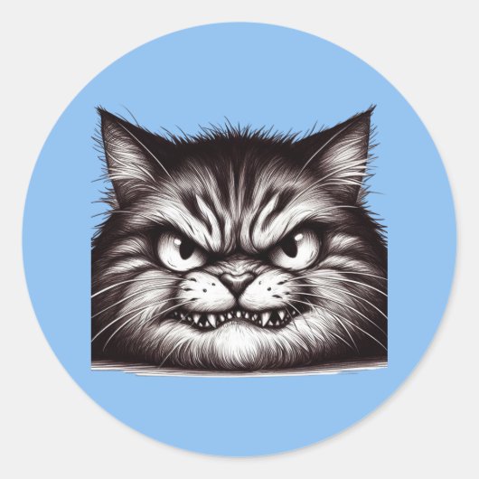 Ongelukkig kattengezicht. ronde sticker (Voorkant)