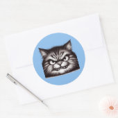 Ongelukkig kattengezicht. ronde sticker (Envelop)