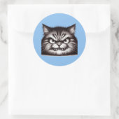 Ongelukkig kattengezicht. ronde sticker (Tas)