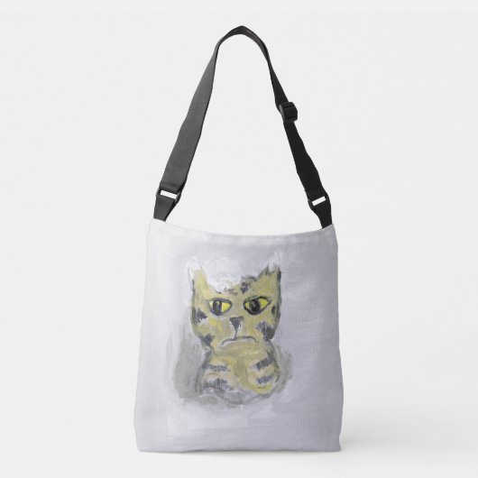 Ongelukkige kat in sneeuwfolk crossbody tas (Voorkant)