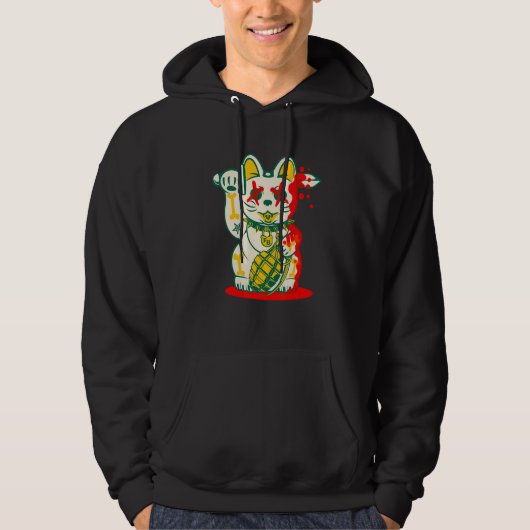 Ongelukkige Lucky Cat Hoodie (Voorkant)