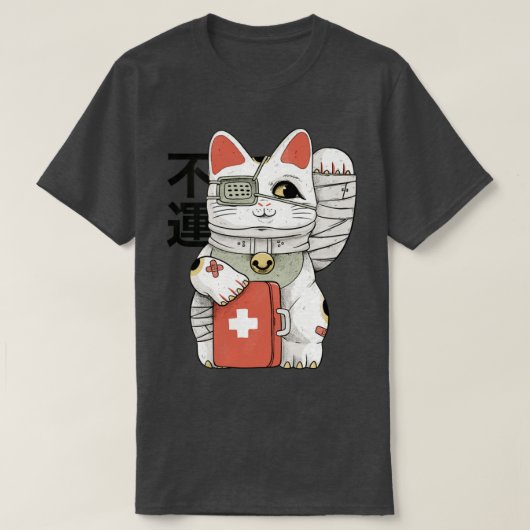 Ongelukkige witte kat t-shirt (Design voorkant)
