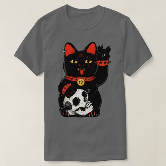Ongelukkige zwarte kat t-shirt (Design voorkant)