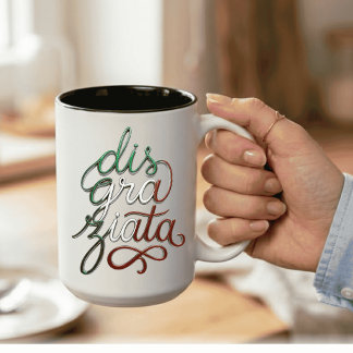 Ongeluksalige 3D Italiaans Schrift Tweekleurige Koffiemok