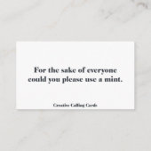 Ongemakkelijk gesprek, stinkende adem contactkaartje (Achterkant)