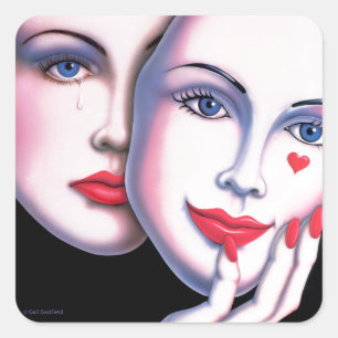 Ongemaskeerd Vierkante Sticker