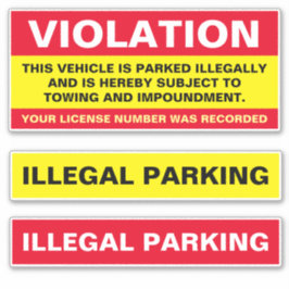 Ongeoorloofd parkeren overtreding sticker
