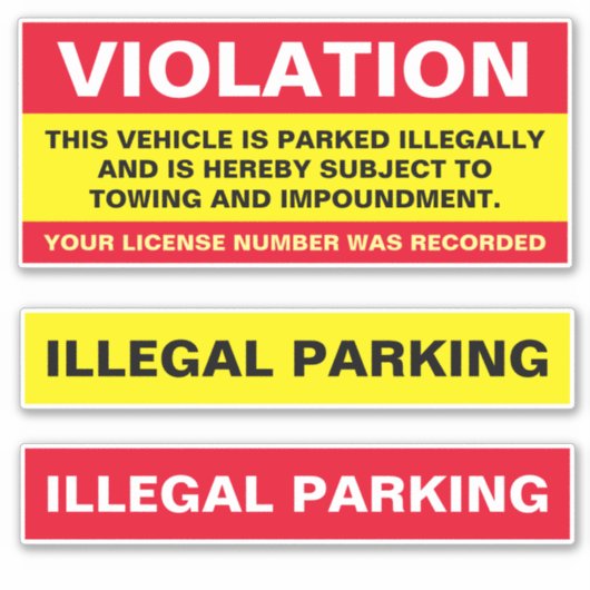 Ongeoorloofd parkeren overtreding sticker (Voorkant)
