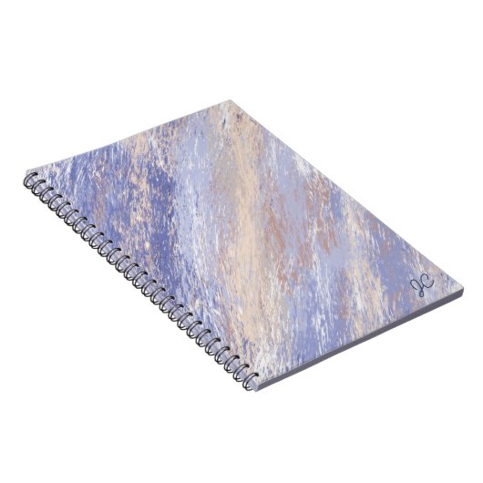 Ongeordende Abstracte Blauwe en Beige Verfstreken Notitieboek (Rechterzijde)