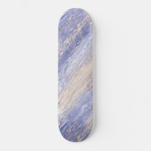 Ongeordende Abstracte Blauwe en Beige Verfstreken Persoonlijk Skateboard