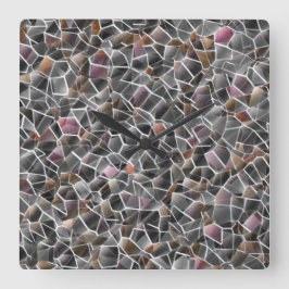 Ongeordende zalm en grijze onregelmatige mozaïek t vierkante klok
