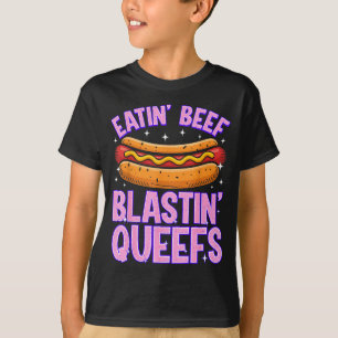Ongepast grappig eten van rundvlees knallende sche t-shirt