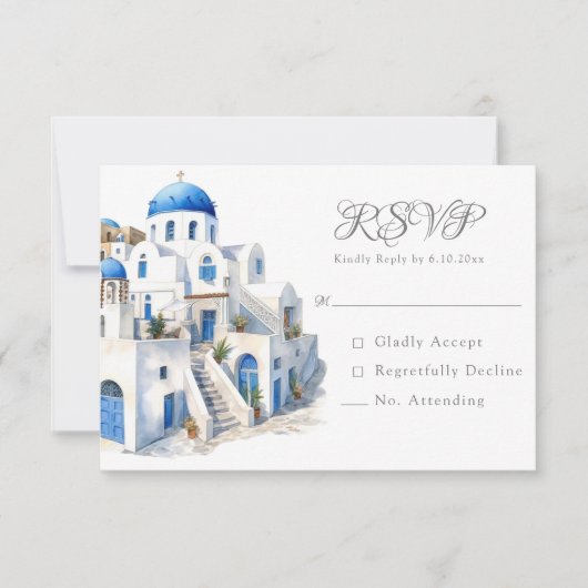 Ongerepte Blauw en Wit Santorini RSVP (Voorkant)