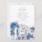 Ongerepte Blauw en Wit Santorini Vrijgezellenfeest Kaart (Voorkant)