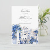 Ongerepte Blauw en Wit Santorini Vrijgezellenfeest Kaart (Staand voorkant)