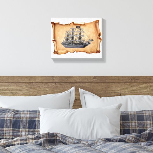 Ongerold piratenschip canvas afdruk (Insitu (Slaapkamer))