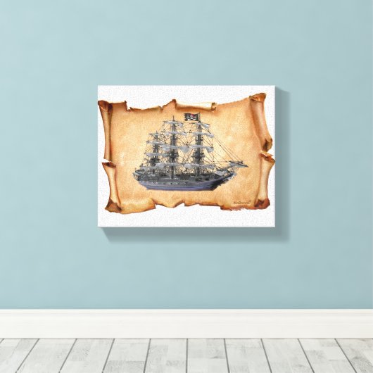 Ongerold piratenschip canvas afdruk (Insitu (Houten vloer))
