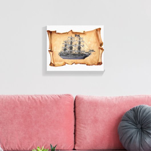 Ongerold piratenschip canvas afdruk (Insitu (Woonkamer))