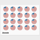 Ongeruste Amerikaanse vlag 4 juli Ronde Sticker (Vel)