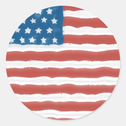 Ongeruste Amerikaanse vlag 4 juli Ronde Sticker (Voorkant)