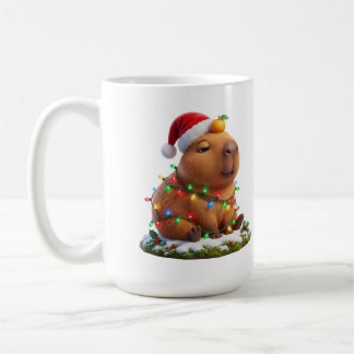 Ongeruste Capybara in Kerstverlichting Koffiemok