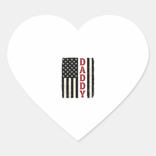 Ongeruste Daddy Amerikaanse Vlag Shirt Ontwerp_1 Hart Sticker (Voorkant)
