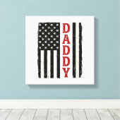 Ongeruste Daddy Amerikaanse Vlag T-Shirt Ontwerp_1 Canvas Afdruk (Insitu (Houten vloer))